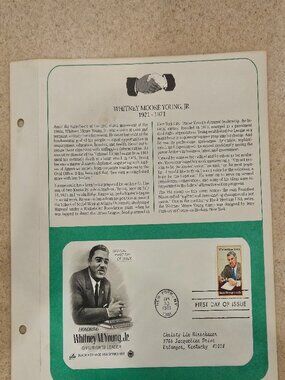 COLLECTIBLE USPS 1ST DAY ISSUE WHITNEY YOUNG CIVIL RIGHTS BLACK HERITAGE STAMP